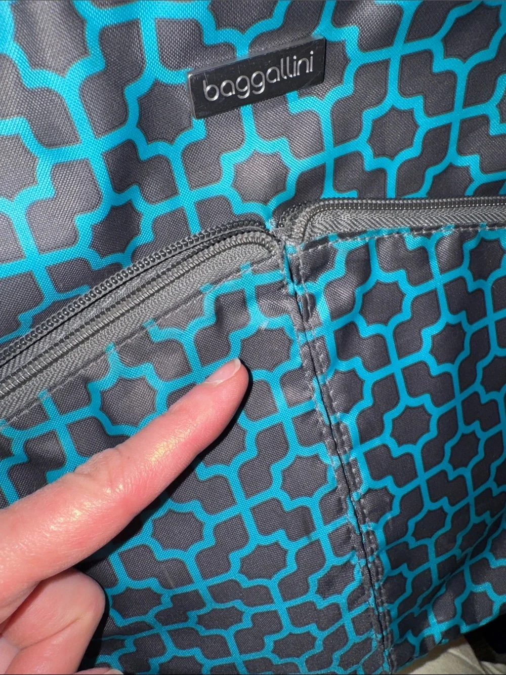 Baggallini Teal/Grey Patterned Crossbody Bag